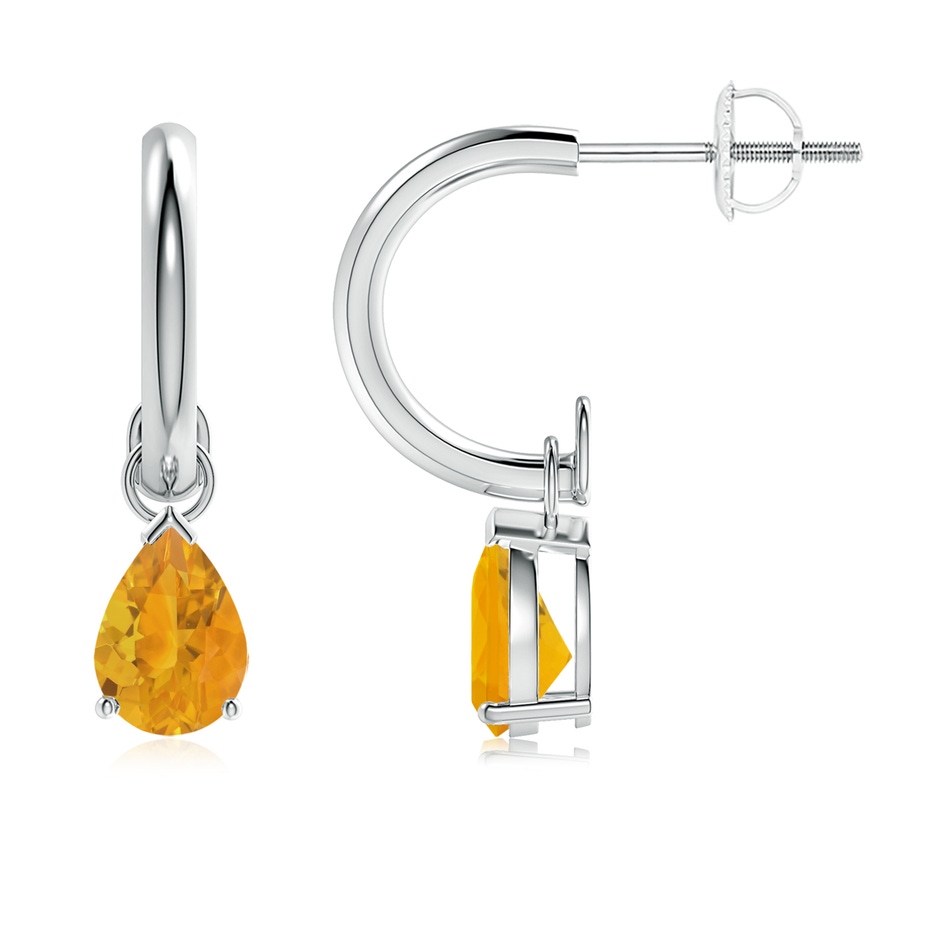7x5mm A Pear-Shaped Fire Opal Drop Earrings with Screw Back in P950 Platinum 