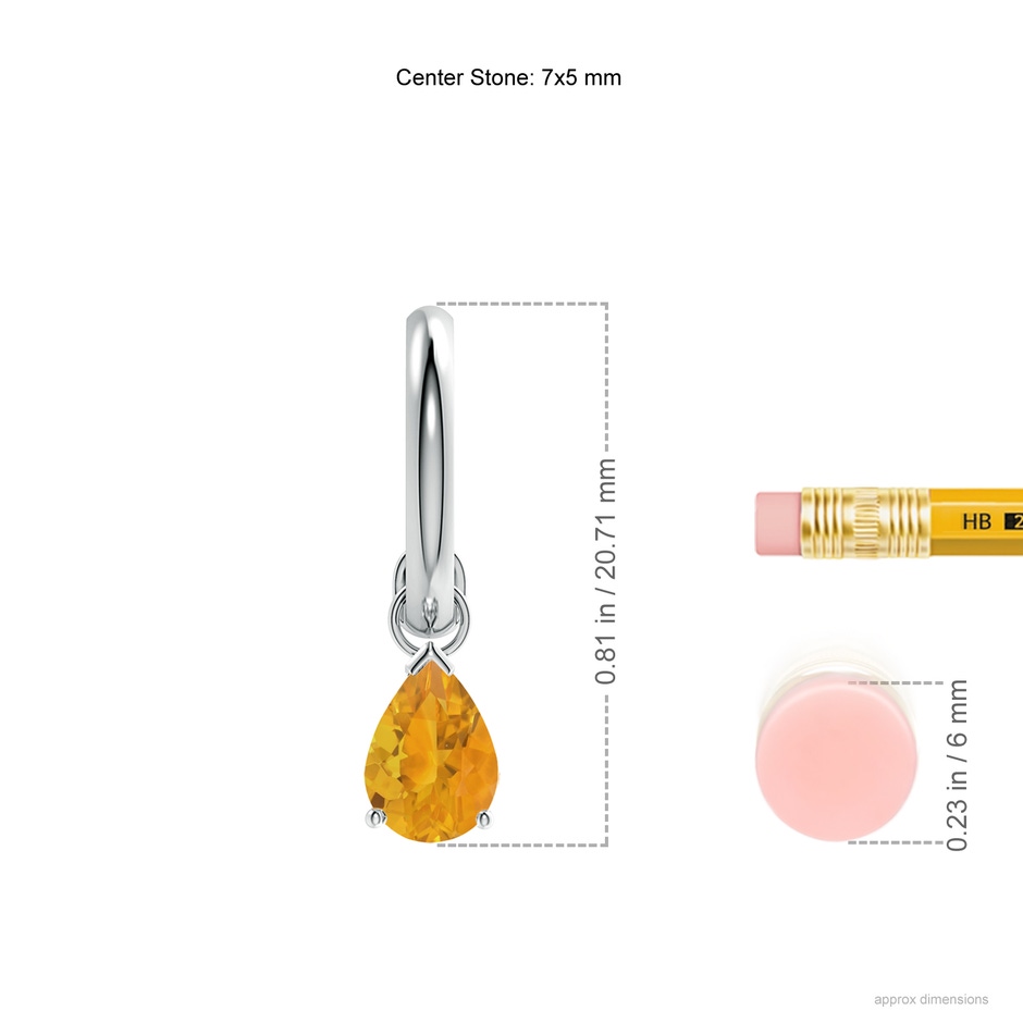 7x5mm A Pear-Shaped Fire Opal Drop Earrings with Screw Back in P950 Platinum ruler