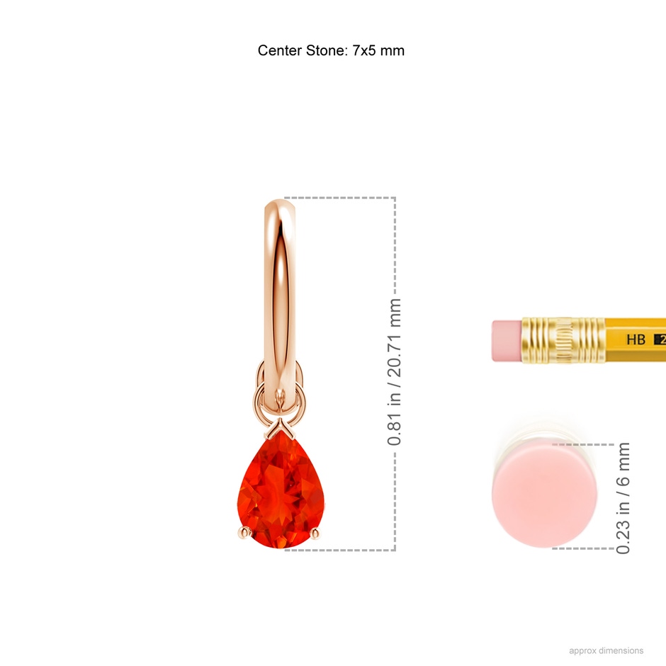 7x5mm AAAA Pear-Shaped Fire Opal Drop Earrings with Screw Back in Rose Gold ruler
