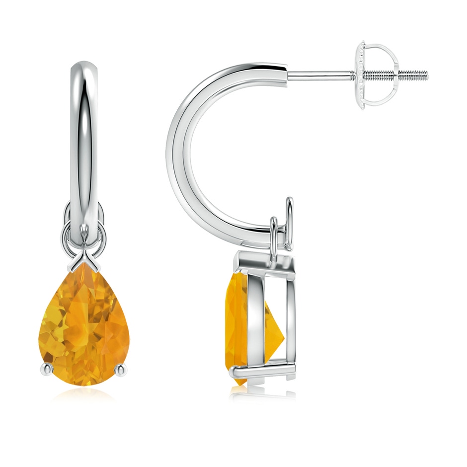 8x6mm A Pear-Shaped Fire Opal Drop Earrings with Screw Back in P950 Platinum 
