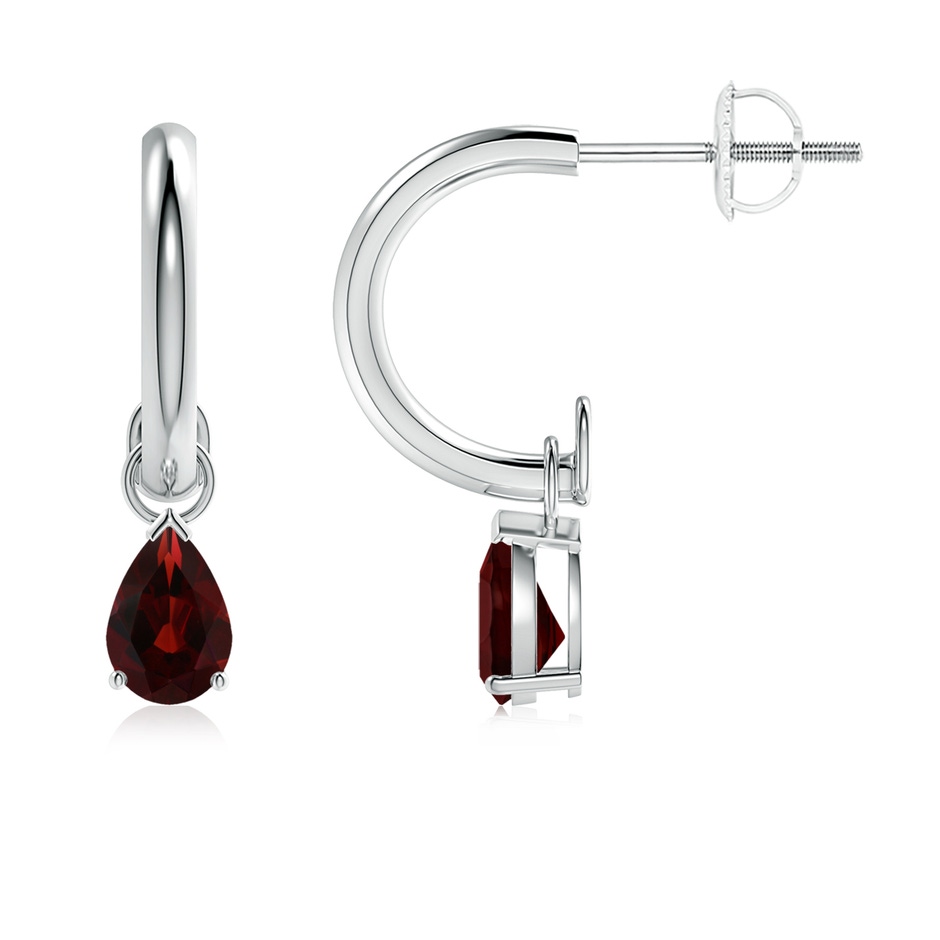 6x4mm AA Pear-Shaped Garnet Drop Earrings with Screw Back in P950 Platinum 