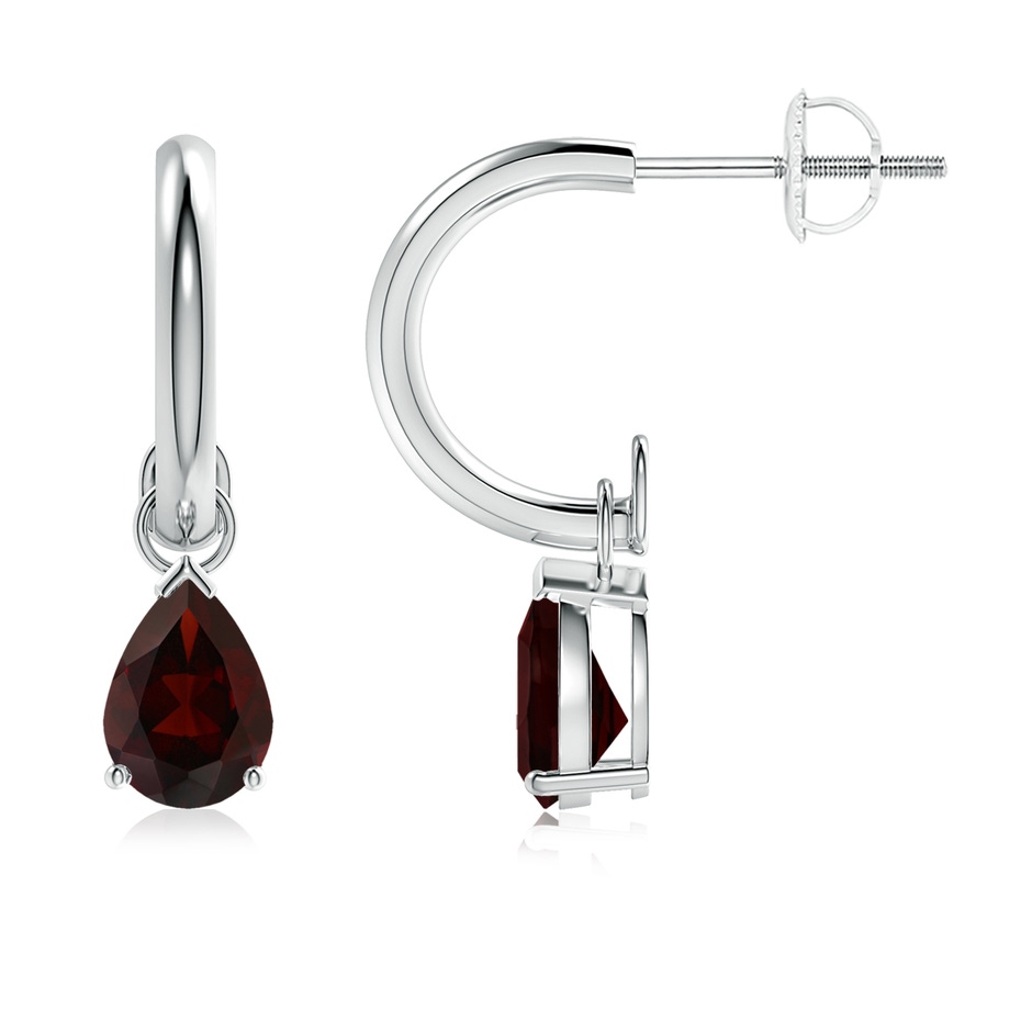 7x5mm A Pear-Shaped Garnet Drop Earrings with Screw Back in P950 Platinum 