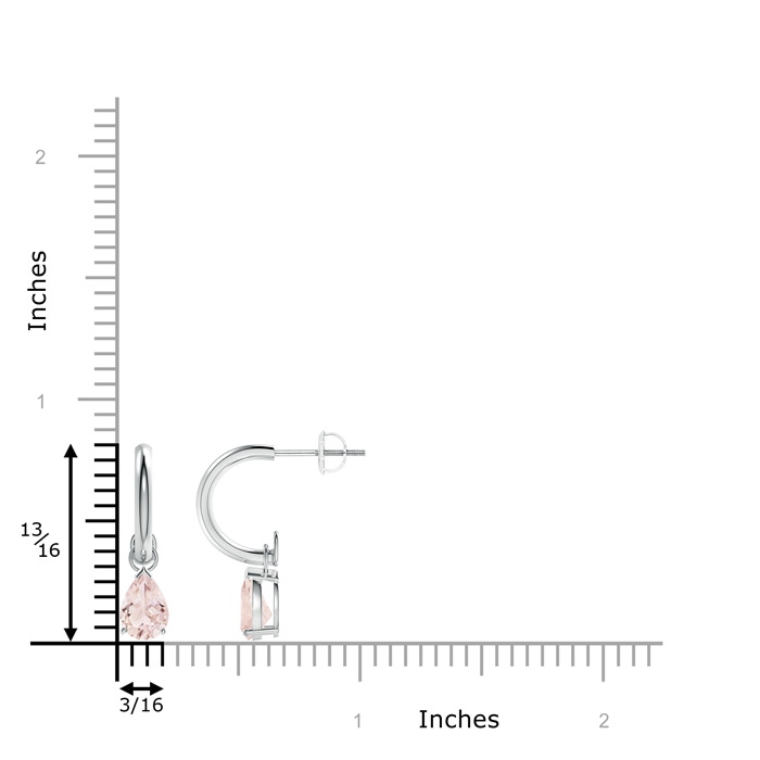 7x5mm A Pear-Shaped Morganite Drop Earrings with Screw Back in White Gold product image