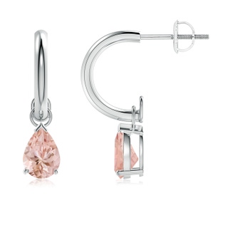 7x5mm AAAA Pear-Shaped Morganite Drop Earrings with Screw Back in P950 Platinum