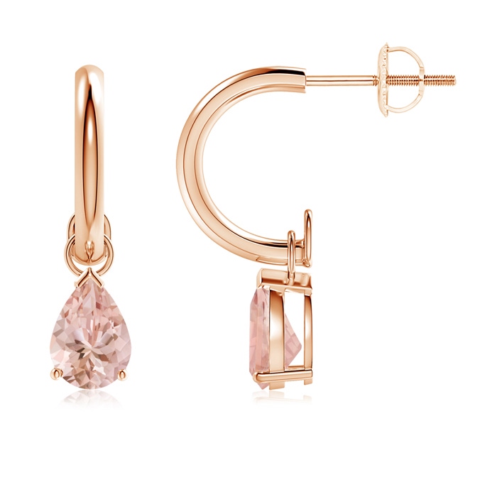 7x5mm AAAA Pear-Shaped Morganite Drop Earrings with Screw Back in Rose Gold