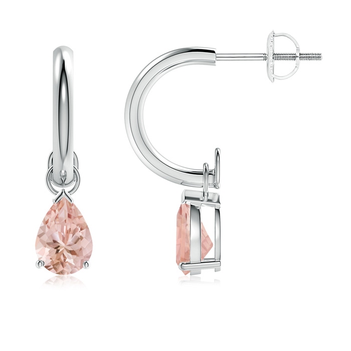 7x5mm AAAA Pear-Shaped Morganite Drop Earrings with Screw Back in White Gold