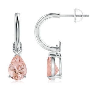 8x6mm AAAA Pear-Shaped Morganite Drop Earrings with Screw Back in P950 Platinum