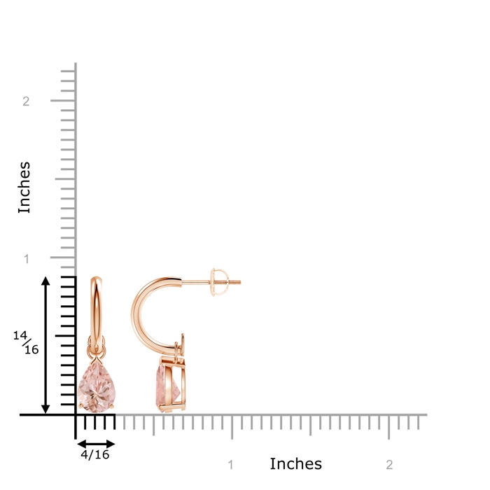 8x6mm AAAA Pear-Shaped Morganite Drop Earrings with Screw Back in Rose Gold product image