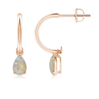 6x4mm AAAA Pear-Shaped Cabochon Opal Drop Earrings with Screw Back in Rose Gold