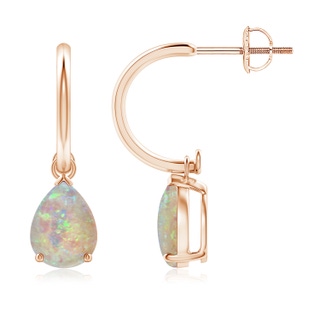 8x6mm AAAA Pear-Shaped Cabochon Opal Drop Earrings with Screw Back in Rose Gold