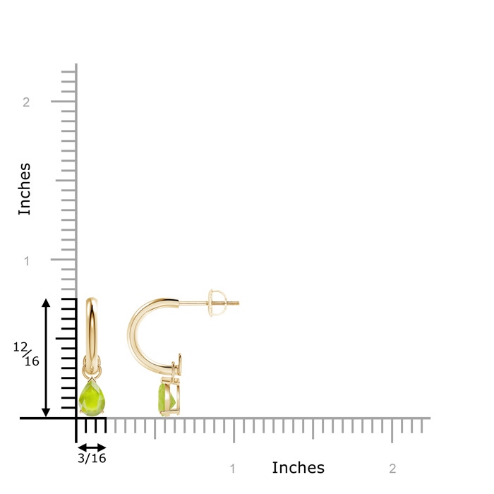 6x4mm A Pear-Shaped Peridot Drop Earrings with Screw Back in 10K Yellow Gold product image