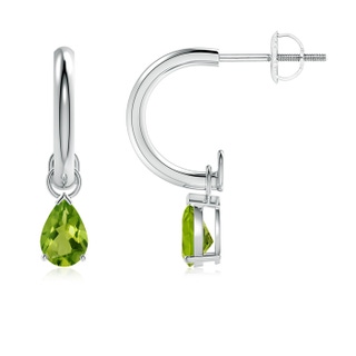 6x4mm AAAA Pear-Shaped Peridot Drop Earrings with Screw Back in P950 Platinum