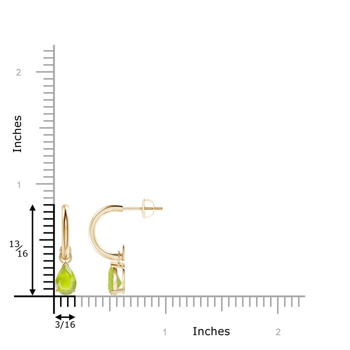 7x5mm A Pear-Shaped Peridot Drop Earrings with Screw Back in Yellow Gold product image