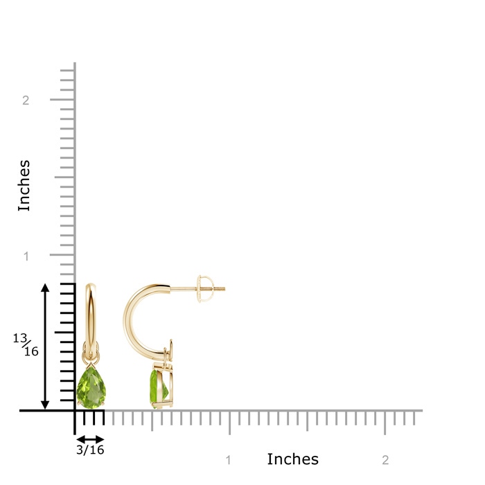 7x5mm AA Pear-Shaped Peridot Drop Earrings with Screw Back in Yellow Gold product image