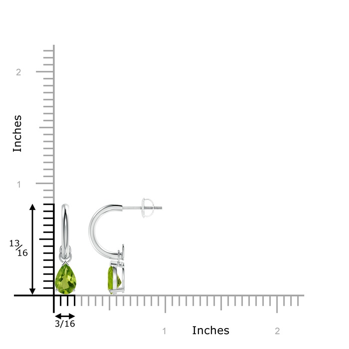 7x5mm AAAA Pear-Shaped Peridot Drop Earrings with Screw Back in P950 Platinum product image