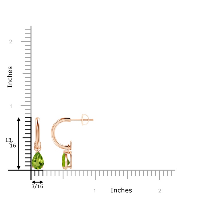 7x5mm AAAA Pear-Shaped Peridot Drop Earrings with Screw Back in Rose Gold product image