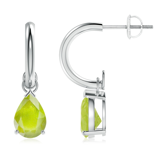 8x6mm A Pear-Shaped Peridot Drop Earrings with Screw Back in P950 Platinum 