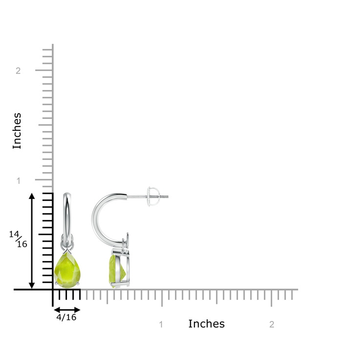 8x6mm A Pear-Shaped Peridot Drop Earrings with Screw Back in P950 Platinum product image