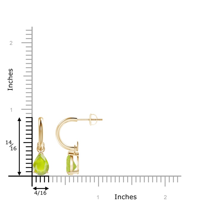 8x6mm A Pear-Shaped Peridot Drop Earrings with Screw Back in Yellow Gold product image