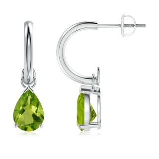 8x6mm AAAA Pear-Shaped Peridot Drop Earrings with Screw Back in White Gold