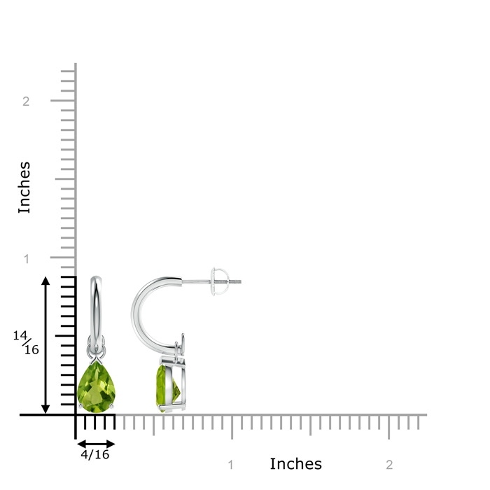 8x6mm AAAA Pear-Shaped Peridot Drop Earrings with Screw Back in White Gold product image