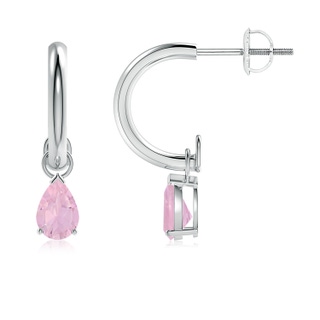 6x4mm AAAA Pear-Shaped Rose Quartz Drop Earrings with Screw Back in P950 Platinum