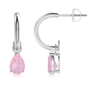 7x5mm AAAA Pear-Shaped Rose Quartz Drop Earrings with Screw Back in P950 Platinum