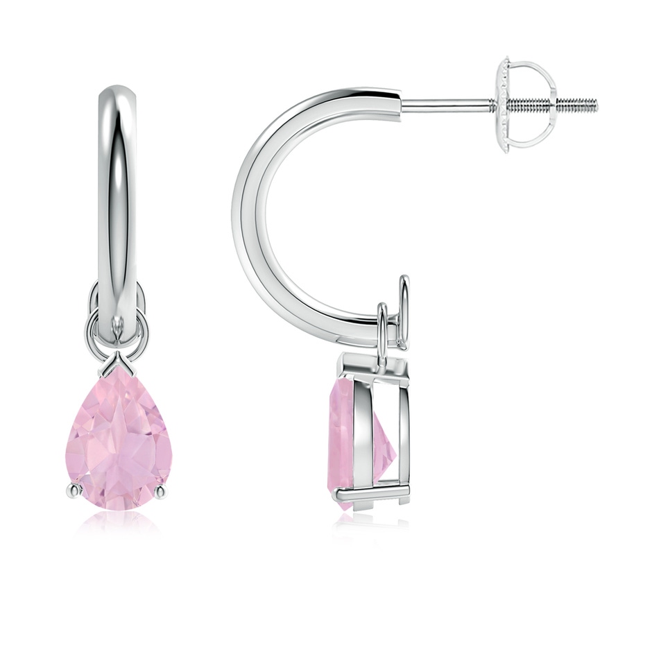 7x5mm AAAA Pear-Shaped Rose Quartz Drop Earrings with Screw Back in P950 Platinum 