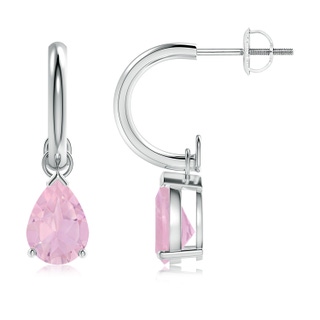 8x6mm AAAA Pear-Shaped Rose Quartz Drop Earrings with Screw Back in P950 Platinum