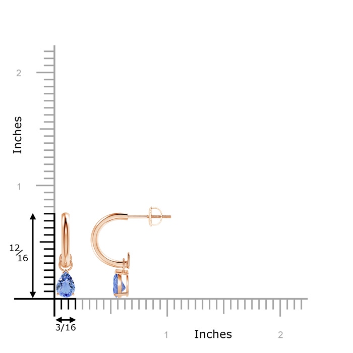 6x4mm A Pear-Shaped Tanzanite Drop Earrings with Screw Back in Rose Gold product image