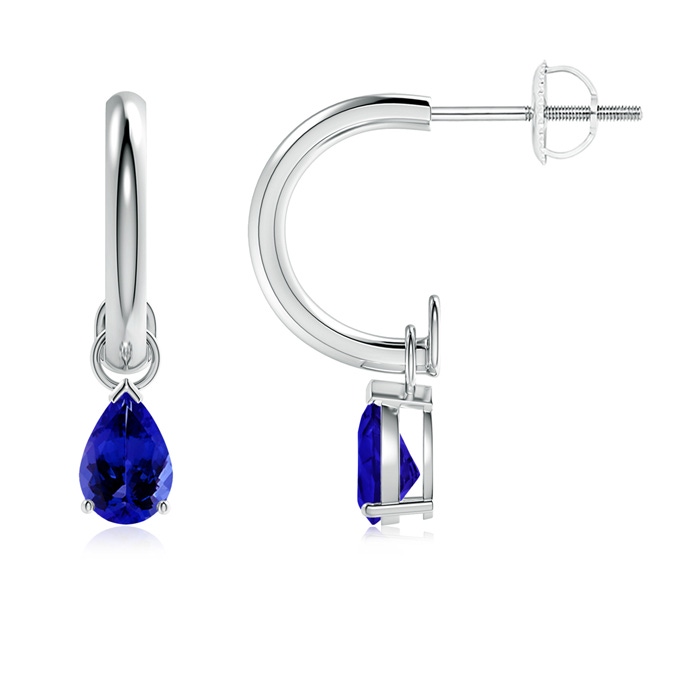 6x4mm AAAA Pear-Shaped Tanzanite Drop Earrings with Screw Back in P950 Platinum