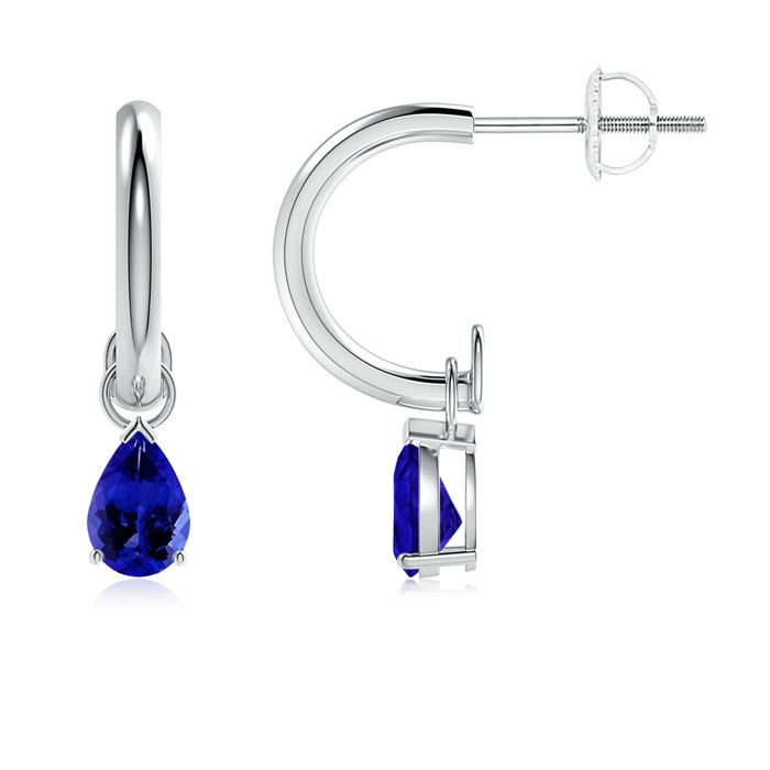 6x4mm AAAA Pear-Shaped Tanzanite Drop Earrings with Screw Back in P950 Platinum 