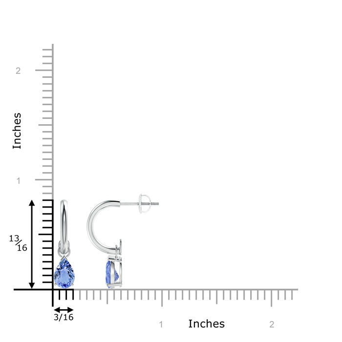 7x5mm A Pear-Shaped Tanzanite Drop Earrings with Screw Back in White Gold product image