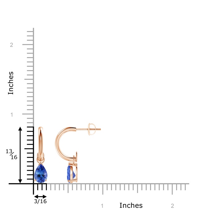 7x5mm AA Pear-Shaped Tanzanite Drop Earrings with Screw Back in Rose Gold product image