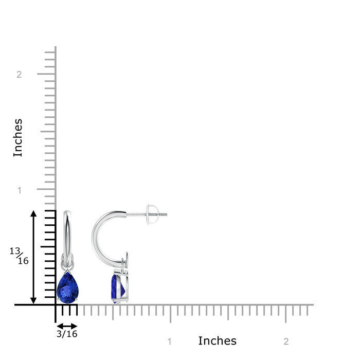 7x5mm AAA Pear-Shaped Tanzanite Drop Earrings with Screw Back in White Gold product image