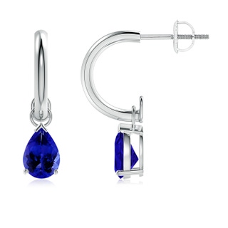 7x5mm AAAA Pear-Shaped Tanzanite Drop Earrings with Screw Back in P950 Platinum