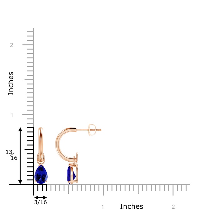 7x5mm AAAA Pear-Shaped Tanzanite Drop Earrings with Screw Back in Rose Gold product image