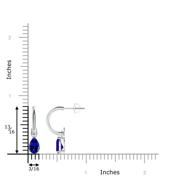 7x5mm AAAA Pear-Shaped Tanzanite Drop Earrings with Screw Back in White Gold product image