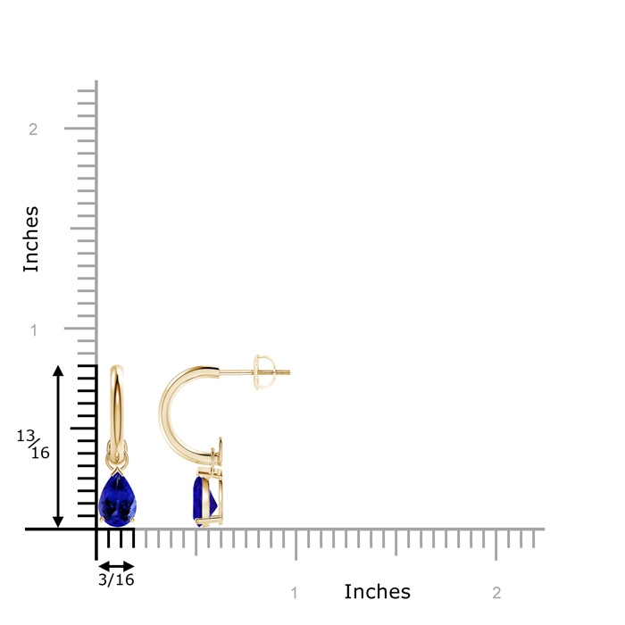 7x5mm AAAA Pear-Shaped Tanzanite Drop Earrings with Screw Back in Yellow Gold product image