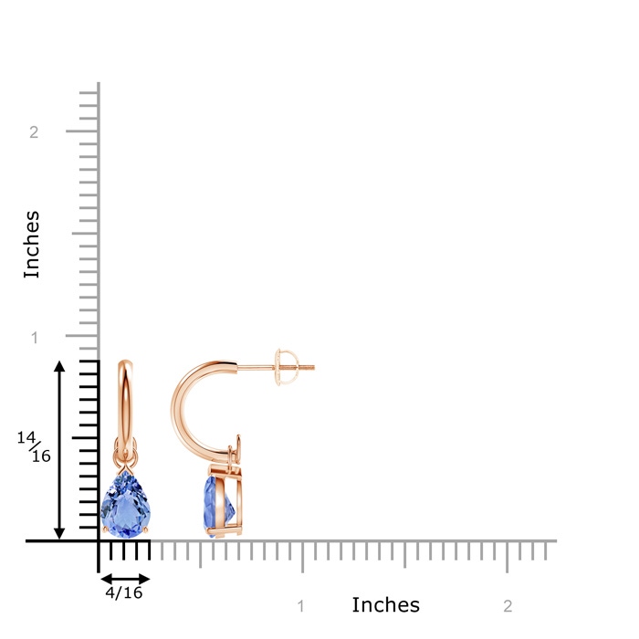 8x6mm A Pear-Shaped Tanzanite Drop Earrings with Screw Back in Rose Gold product image
