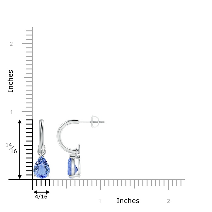 8x6mm A Pear-Shaped Tanzanite Drop Earrings with Screw Back in White Gold product image