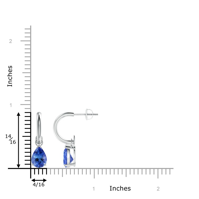 8x6mm AA Pear-Shaped Tanzanite Drop Earrings with Screw Back in White Gold product image