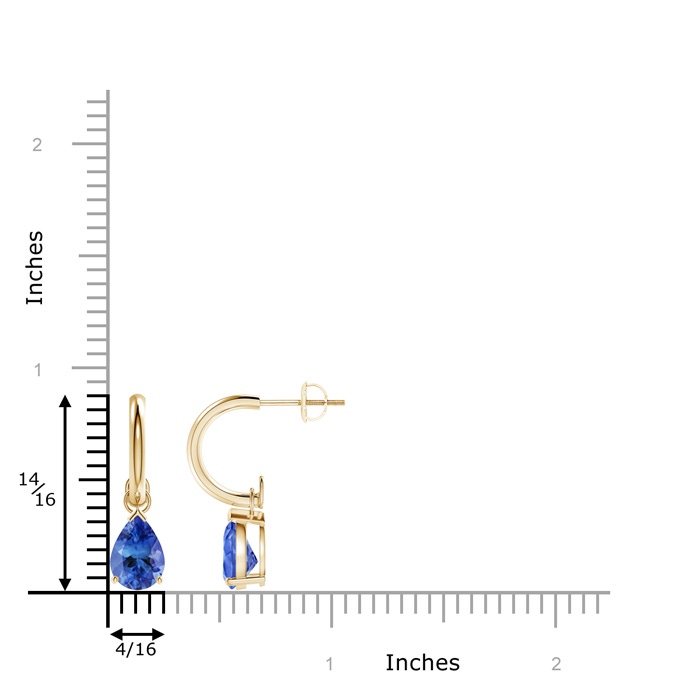 8x6mm AA Pear-Shaped Tanzanite Drop Earrings with Screw Back in Yellow Gold product image