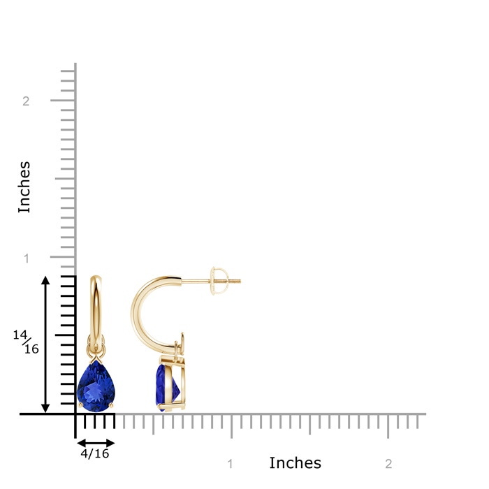 8x6mm AAA Pear-Shaped Tanzanite Drop Earrings with Screw Back in Yellow Gold product image