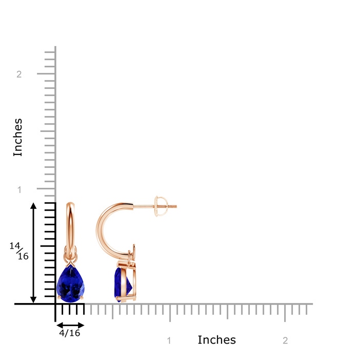 8x6mm AAAA Pear-Shaped Tanzanite Drop Earrings with Screw Back in Rose Gold product image