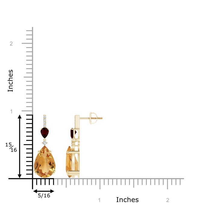 12x8mm A Pear-Shaped Citrine and Garnet Drop Earrings with Diamonds in Yellow Gold product image