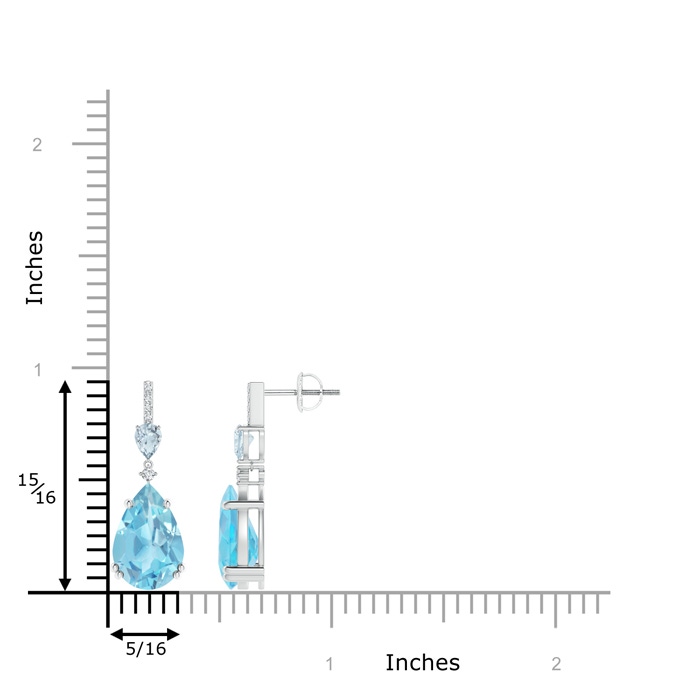 12x8mm A Pear-Shaped Swiss Blue Topaz and Aquamarine Drop Earrings in P950 Platinum product image