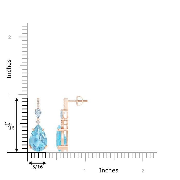12x8mm A Pear-Shaped Swiss Blue Topaz and Aquamarine Drop Earrings in Rose Gold product image