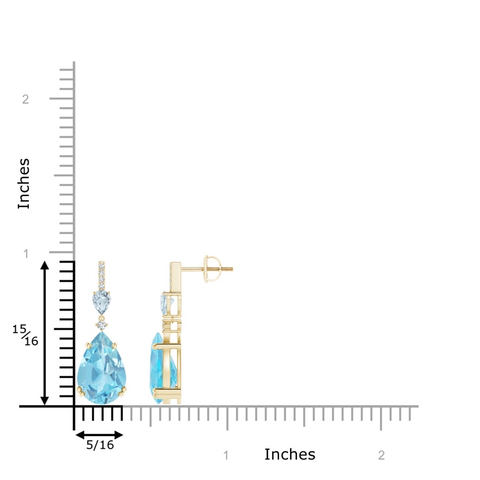 12x8mm A Pear-Shaped Swiss Blue Topaz and Aquamarine Drop Earrings in Yellow Gold product image