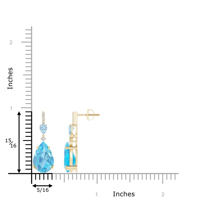 12x8mm AA Pear-Shaped Swiss Blue Topaz and Aquamarine Drop Earrings in Yellow Gold product image